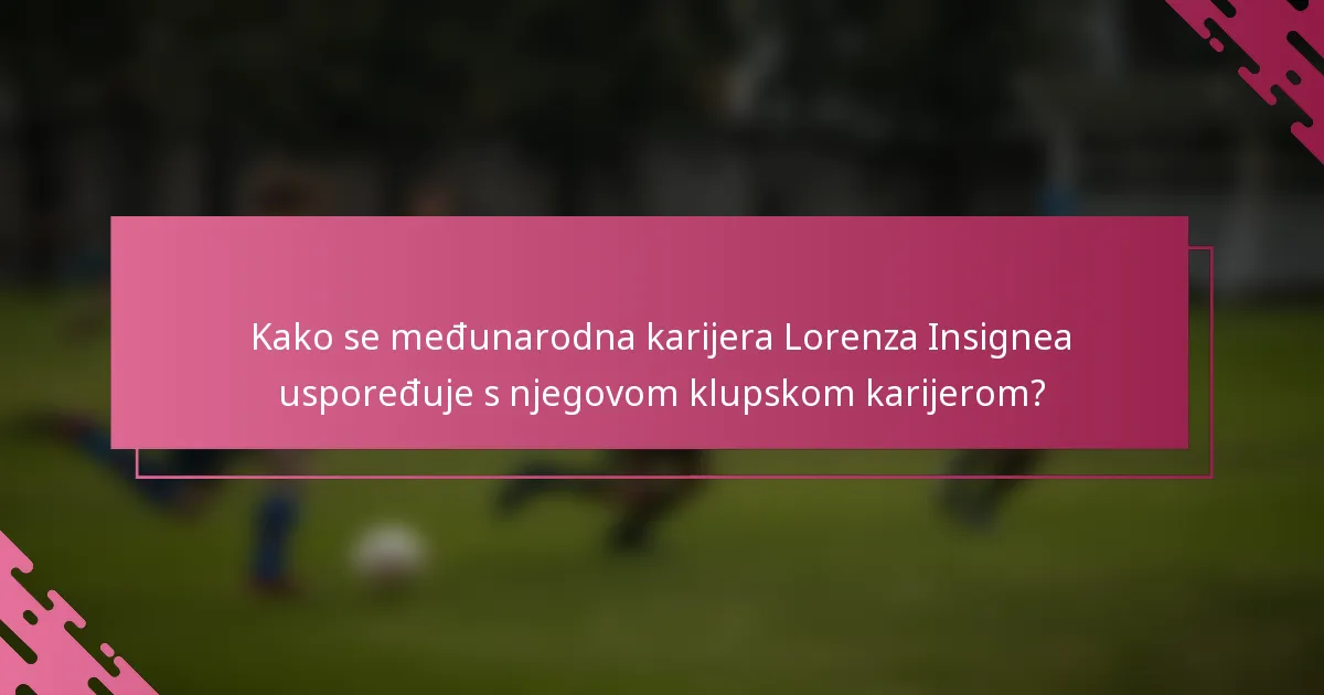 Kako se međunarodna karijera Lorenza Insignea uspoređuje s njegovom klupskom karijerom?