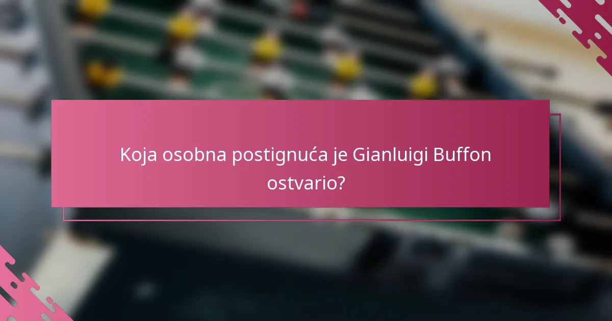 Koja osobna postignuća je Gianluigi Buffon ostvario?