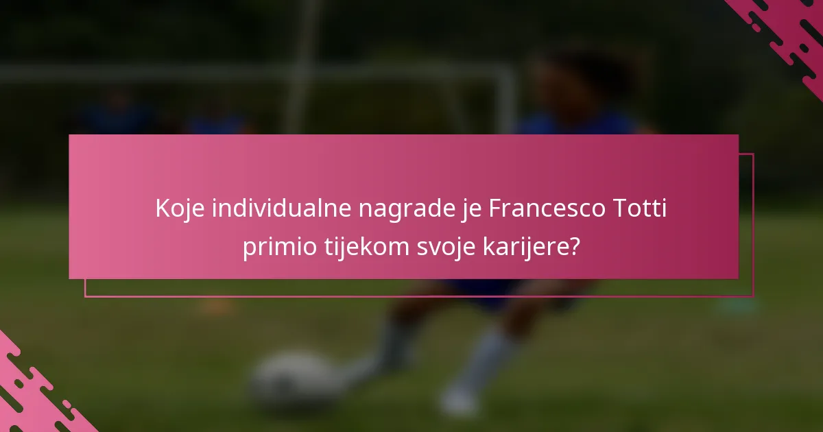 Koje individualne nagrade je Francesco Totti primio tijekom svoje karijere?
