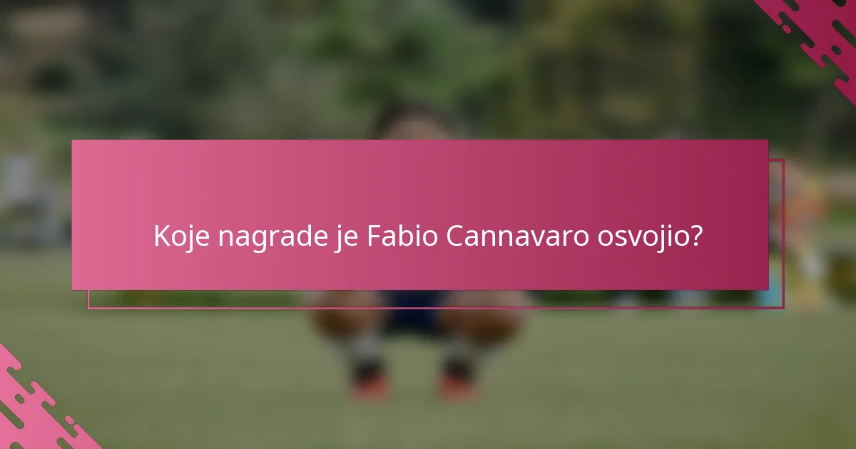 Koje nagrade je Fabio Cannavaro osvojio?